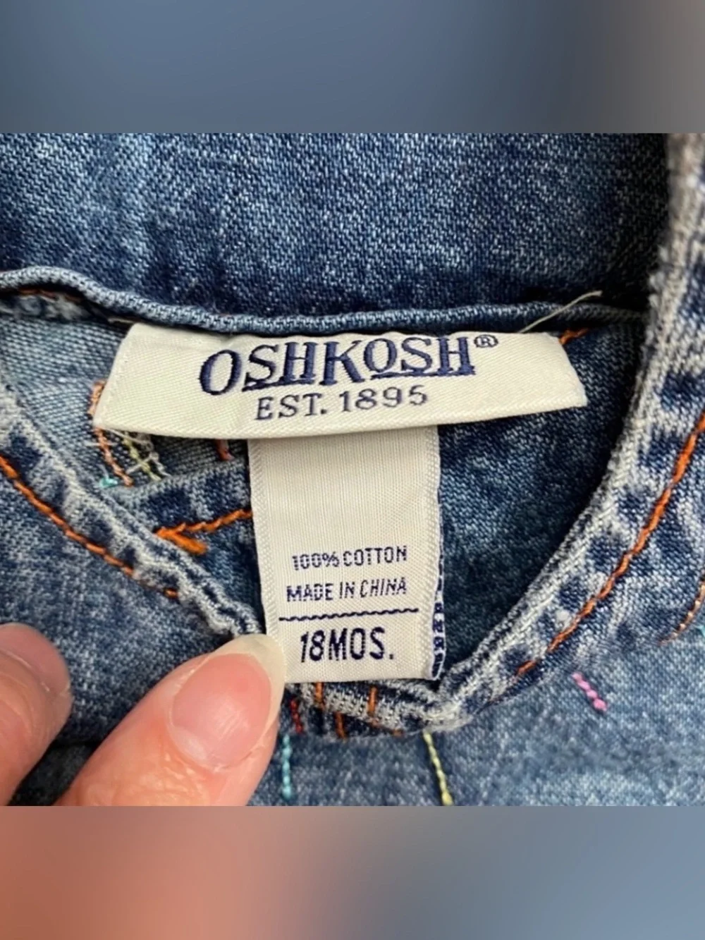 3/$25 Oshkosh B'Gosh Baby Girl Sleeveless Embroidered Denim Tunic Top Size 18M